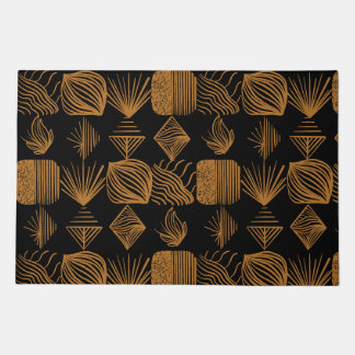 Bold Caribbean Tribal Mudcloth: Black, Gold Doormat