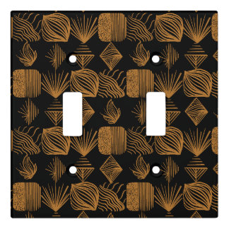 Bold Caribbean Tribal Mudcloth: Black, Gold Light Switch Cover