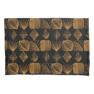 Bold Caribbean Tribal Mudcloth: Black, Gold Pillow Case