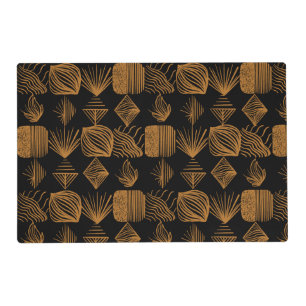 Bold Caribbean Tribal Mudcloth: Black, Gold Placemat