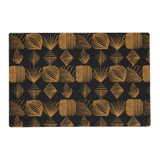 Bold Caribbean Tribal Mudcloth: Black, Gold Placemat