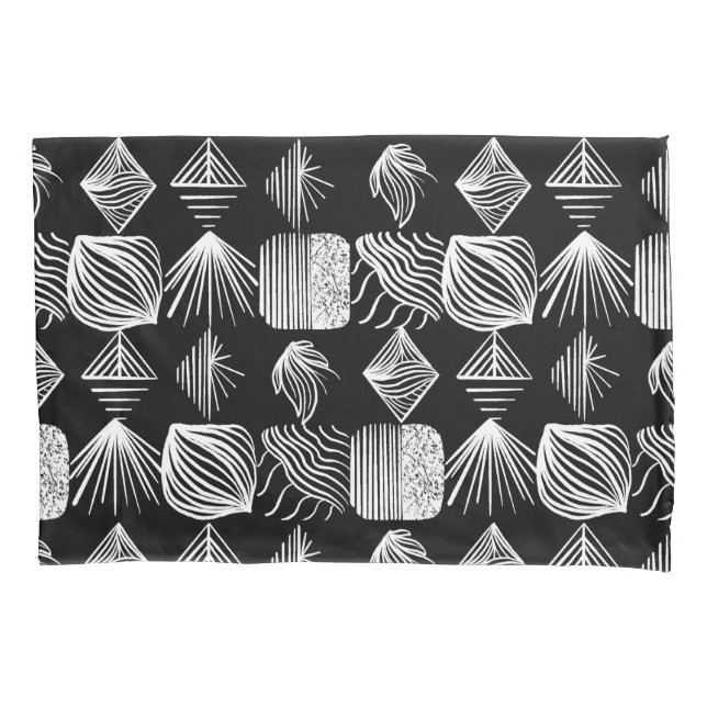 Bold Caribbean Tribal Mudcloth – Black & White,  Pillow Case (Front)