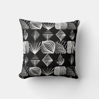 Bold Caribbean Tribal Mudcloth – Black & White,  Throw Pillow