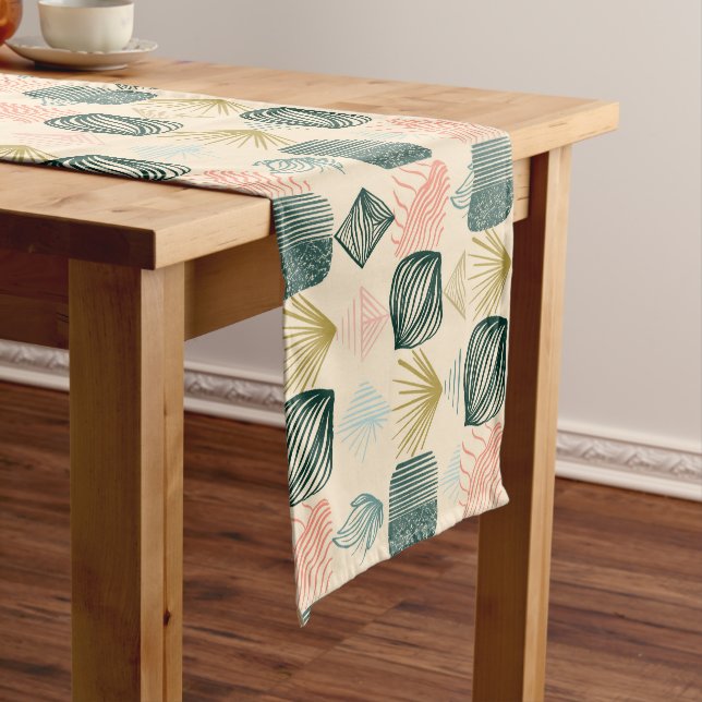 Bold Caribbean Tribal Mudcloth: Boho Buttercream Short Table Runner (In Situ)