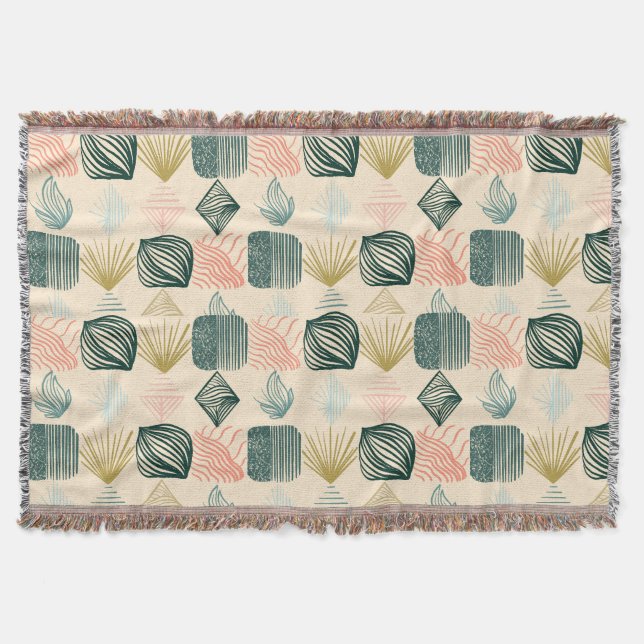 Bold Caribbean Tribal Mudcloth: Boho Buttercream Throw Blanket (Front)