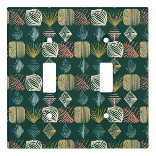 Bold Caribbean Tribal Mudcloth: Boho Teal Light Switch Cover