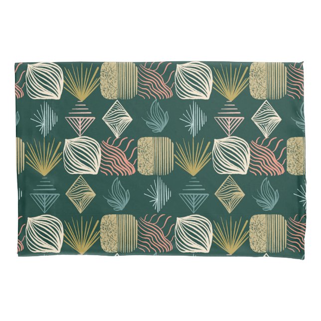 Bold Caribbean Tribal Mudcloth: Boho Teal Pillow Case (Front)