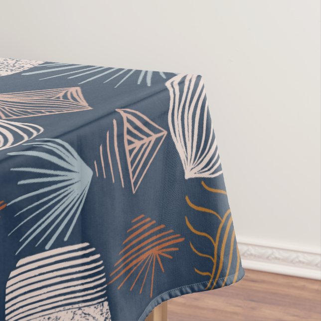 Bold Caribbean Tribal Mudcloth: Navy Blue, Boho Tablecloth (In Situ)
