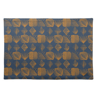 Bold Caribbean Tribal Mudcloth: Navy Blue, Gold Cloth Placemat