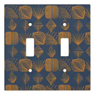 Bold Caribbean Tribal Mudcloth: Navy Blue, Gold Light Switch Cover