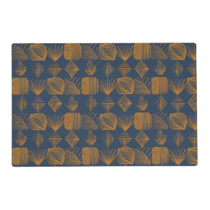 Bold Caribbean Tribal Mudcloth: Navy Blue, Gold Placemat