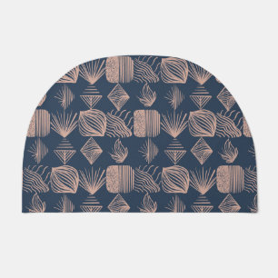 Bold Caribbean Tribal Mudcloth: Navy Blue, Pink Doormat