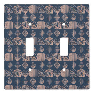 Bold Caribbean Tribal Mudcloth: Navy Blue, Pink Light Switch Cover