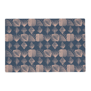 Bold Caribbean Tribal Mudcloth: Navy Blue, Pink Placemat