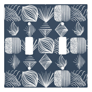 Bold Caribbean Tribal Mudcloth: Navy Blue& White, Light Switch Cover