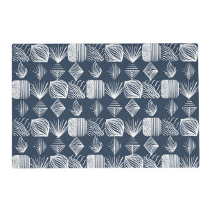 Bold Caribbean Tribal Mudcloth: Navy Blue& White,  Placemat