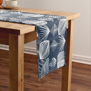 Bold Caribbean Tribal Mudcloth: Navy Blue& White, Short Table Runner