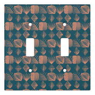 Bold Caribbean Tribal Mudcloth: Teal, Coral Throw Light Switch Cover
