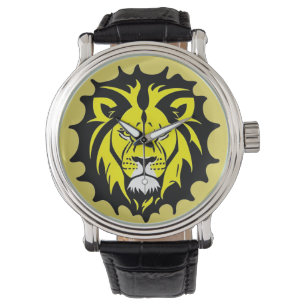 Bold Cartoon Lion Head Illustration Watch