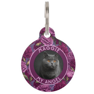 Bold Cat Owner Gift Carnations Pet ID Tag