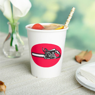 Bold Chainsaw Lumberjack Logging Tool Paper Cups