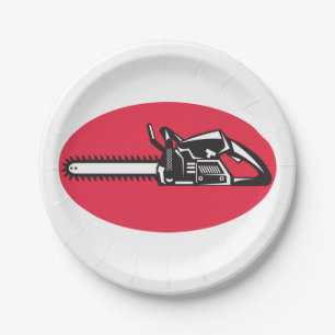 Bold Chainsaw Lumberjack Logging Tool Paper Plates