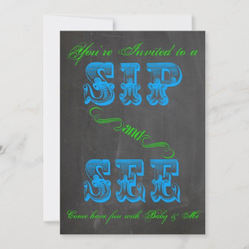 BOLD Chalkboard Sip and See Baby Shower Boy Invite