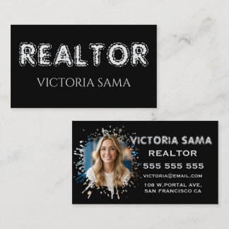 Bold Chalkboard Splatter Realtor Card