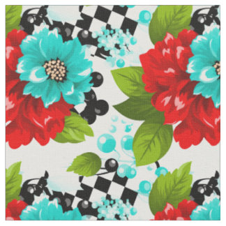 Bold Checkerboard Florals Fabric