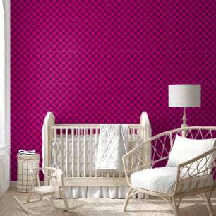 Bold Checkerboard Pattern with Magenta Square Wallpaper