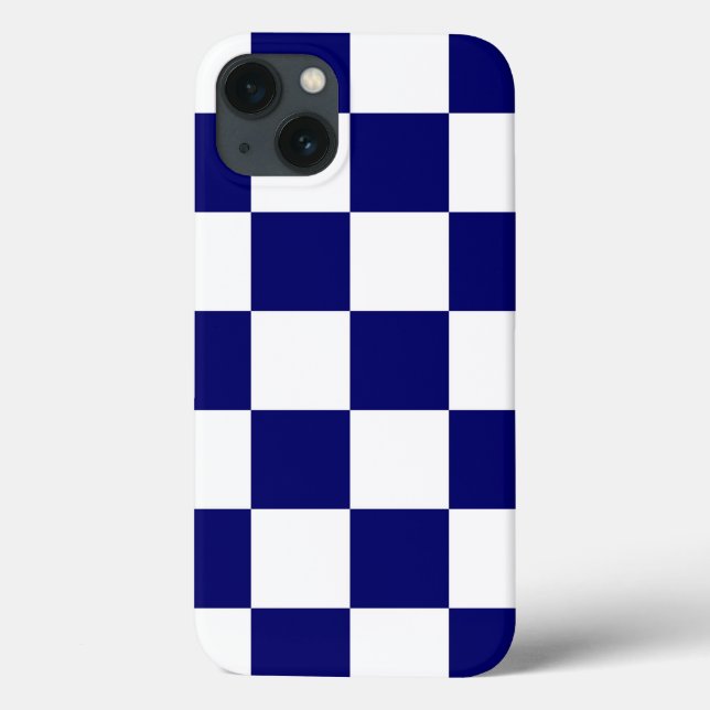 Bold Checkered Navy and White Pattern Case-Mate iPhone Case (Back)