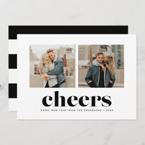 Bold Cheers Two Photo New Years Card