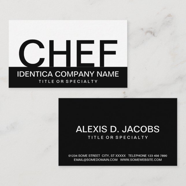 bold CHEF (color customizable) Business Card (Front/Back)