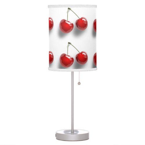 Bold Cherry Design on White Table Lamp