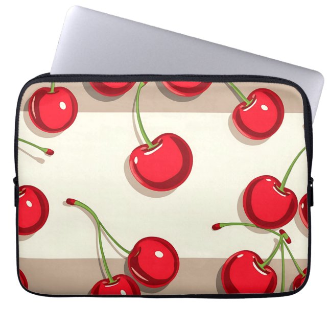 Bold Cherry Pattern Retro Summer Vibes Laptop Sleeve (Front)