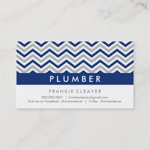 BOLD CHEVRON BUSINESS CARD :: modern navy blue