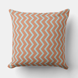 Bold Chevron Design: Orange and Light Blue Stripe Throw Pillow