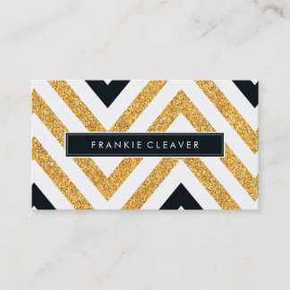 BOLD CHEVRON PATTERN trendy modern gold glitter Business Card