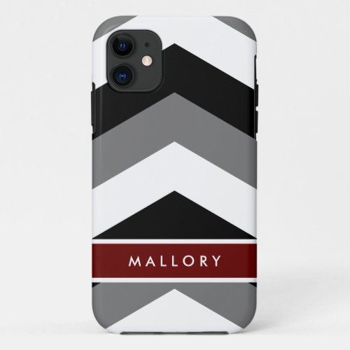 Bold Chevron Pattern w Your Name  Custom Colors iPhone 11 Case