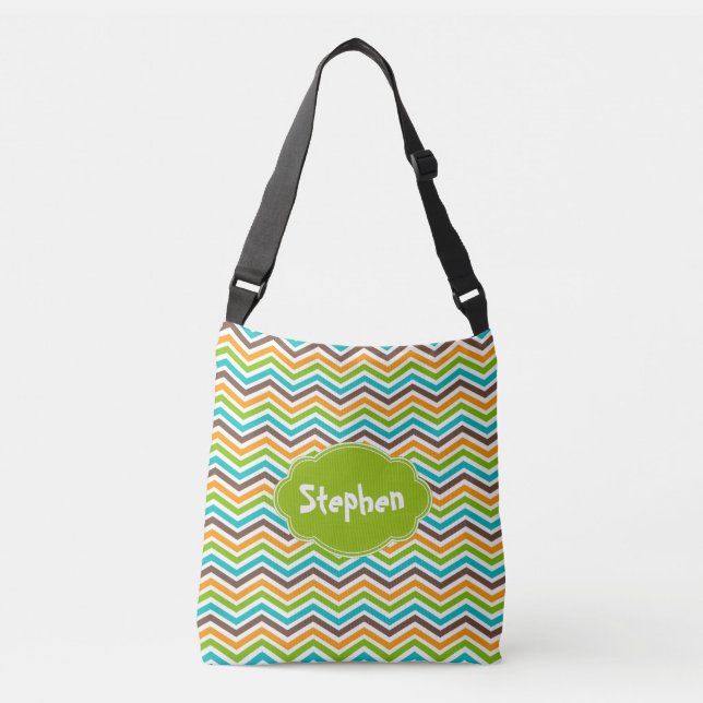 Bold Chevron Stripes Customized Add Name Bag (Front)