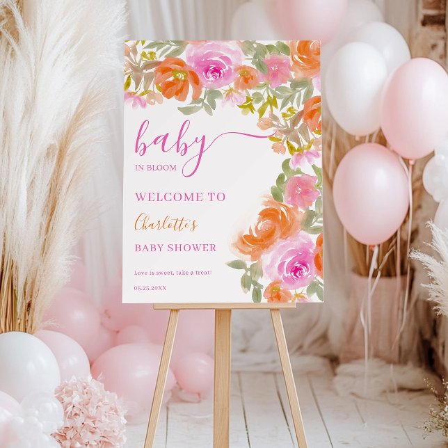Bold Chic Baby in Bloom Floral Baby Shower Welcome Foam Board (Bold Chic Baby in Bloom Floral Baby Shower Welcome Foam Board)