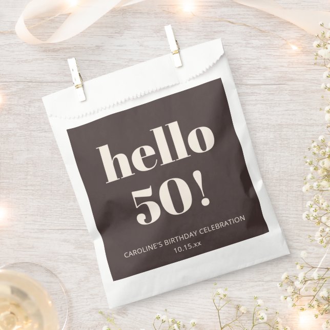 Bold Chic Modern Brown Custom Birthday Party  Favor Bag (Clipped)