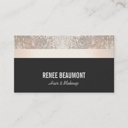 Bold Chic Modern Sequin Gold And Black Striped Business Card