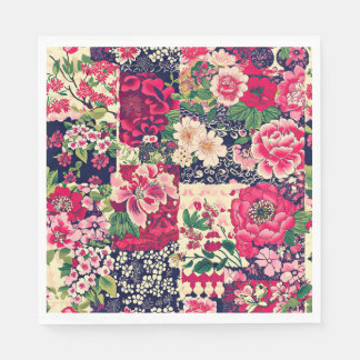 Bold Chinese Floral Patchwork Napkins