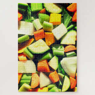 Bold Chopped Vegetables Pattern Jigsaw Puzzle