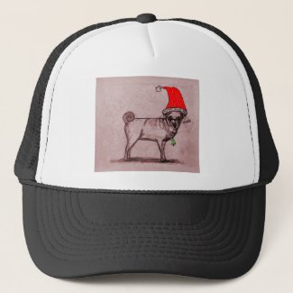 Bold Christmas Pug on Trucker Hat