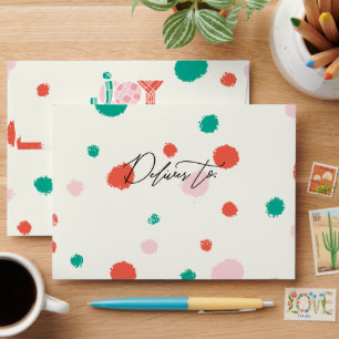 Bold Chunky Geometric Joy Colorful Dots Holiday Envelope