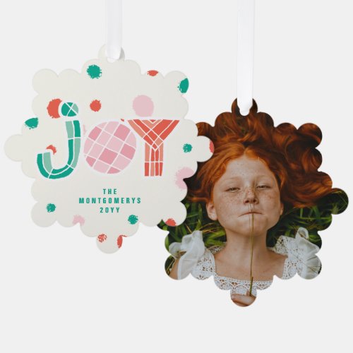 Bold Chunky Geometric Joy Colorful Dots Modern Ornament Card