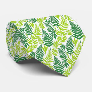 Bold Citrus Green Statement Botanical Fern Pattern Neck Tie