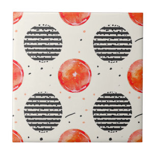 Bold Citrus Slice Stripes (10) Ceramic Tile